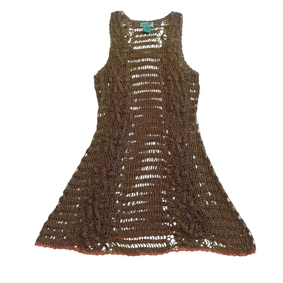 Letarte Handmade Metallic Dress Swim Cover Up Pullover Sheer Size Medium Women's - Picture 1 of 10